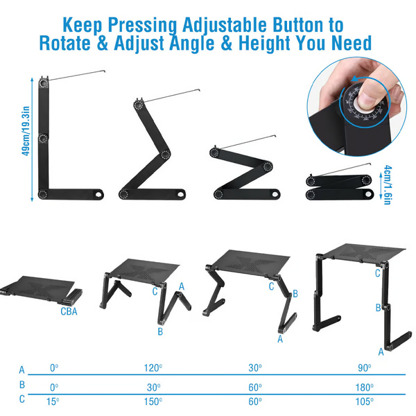 Adjustable Ergonomic Laptop Stand — 360° Rotating Multi-Angle Portable Workstation for Home & Office | Koossa