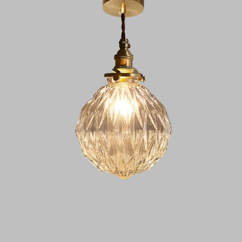 Suspension verre cristal transparent style scandinave rétro E27 15 cm salon salle à manger minimaliste | Koossa