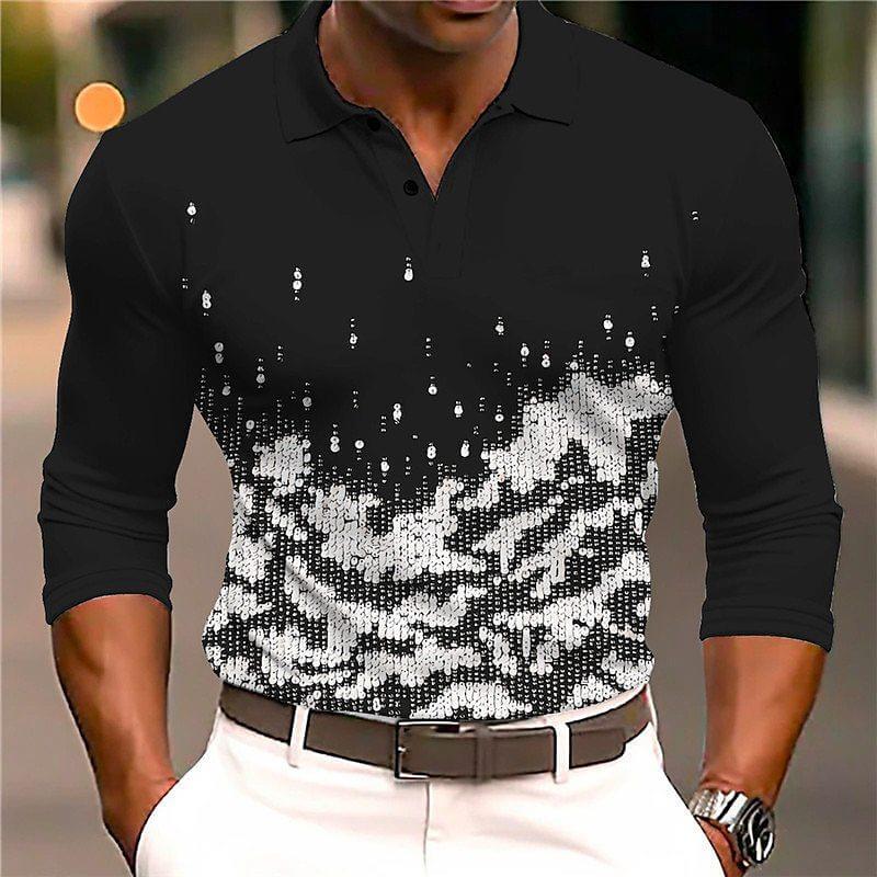Men's Long-Sleeved Polo Shirt | Slim Fit Button Collar Refined Evening Wear Smart Casual Night Out | Koossa