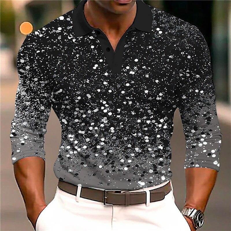 Men's Long-Sleeved Polo Shirt | Slim Fit Button Collar Refined Evening Wear Smart Casual Night Out | Koossa