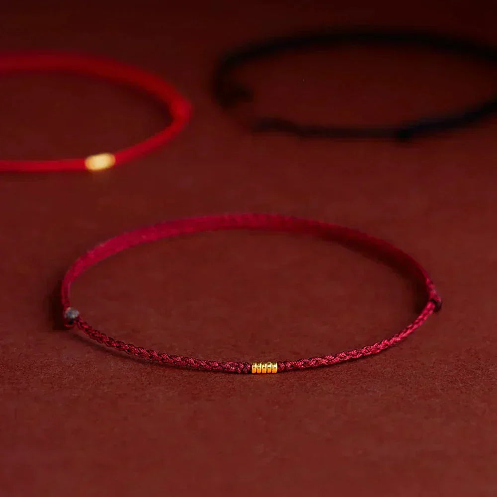 Bracelet tressé en cordon avec perles dorées – Symbole de protection et d'énergie positive pour femme réglable | Koossa