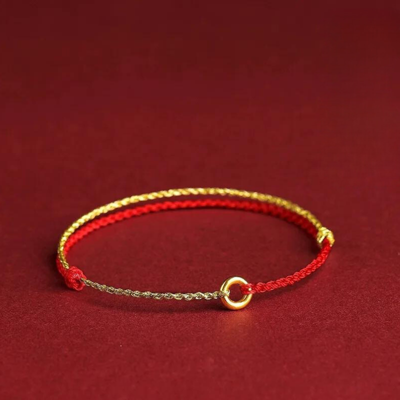 Bracelet tressé en cordon avec perles dorées – Symbole de protection et d'énergie positive pour femme réglable | Koossa