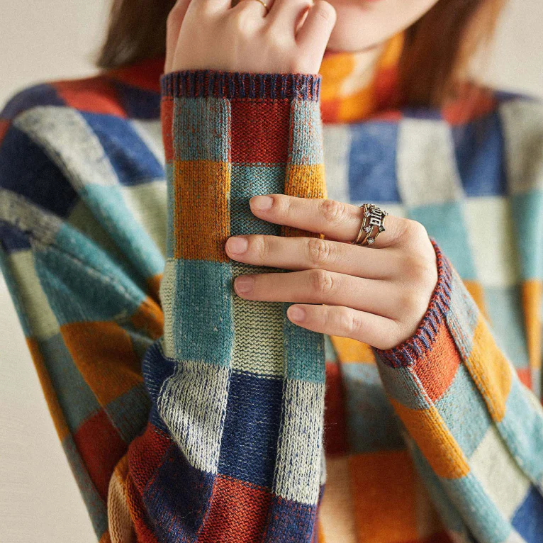 Women's Turtleneck Jumper in Mixed Colours — Elegant Autumn Knitwear for Sophisticated Style | Koossa