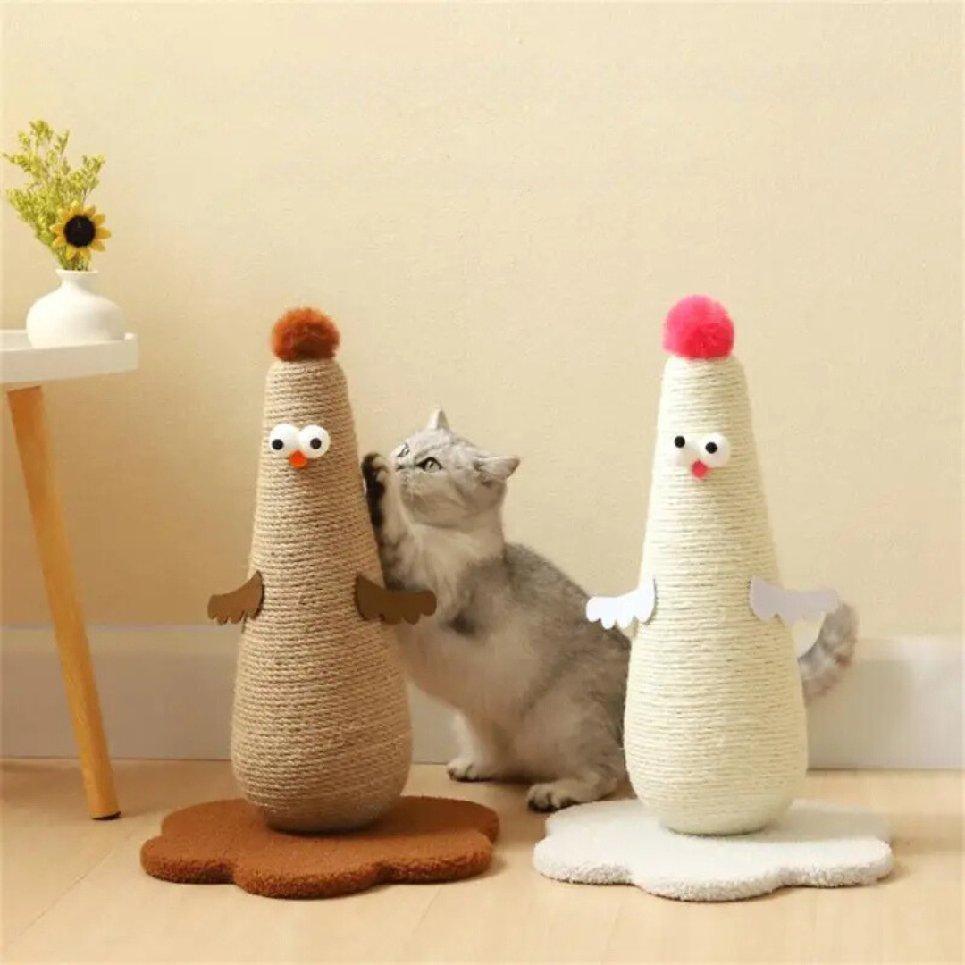 Cat Scratching Post Sisal Chicken Shape Novelty Kitten Scratcher Claw Toy Floor Standing | Koossa