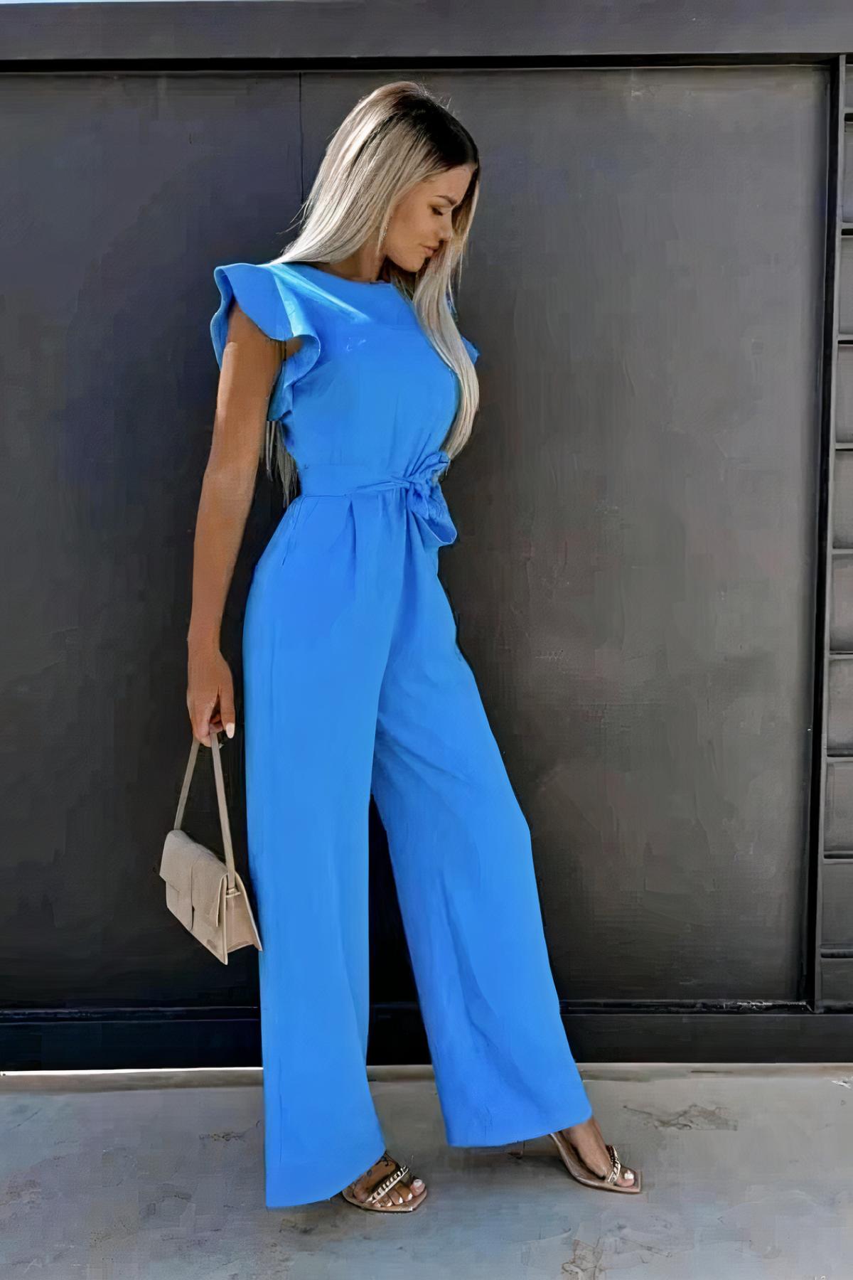 Women's Beige Relaxed-Fit Jumpsuit — Casual Summer One-Piece for Holidays & Weekend Wear | Koossa