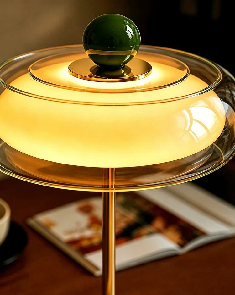 Rechargeable Glass Table Lamp Cordless LED Touch Dimmable 3 Color Temps Vintage Mid-Century Modern Desk Accent Light for Living Room Bedroom | Lonoma