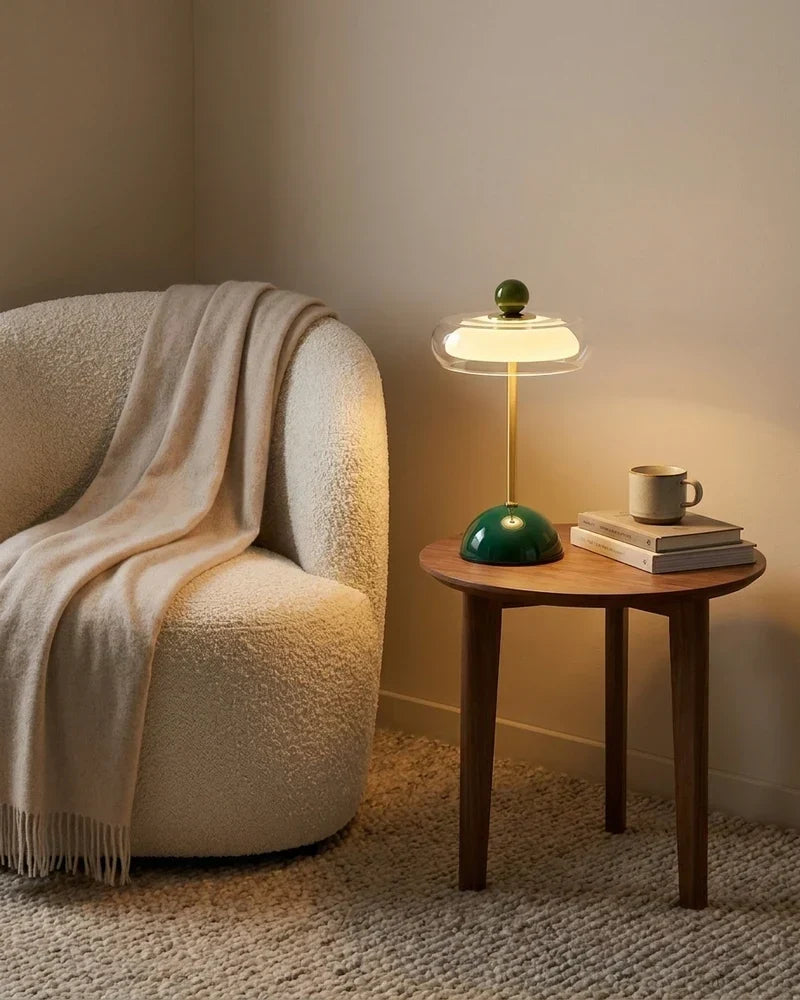 Rechargeable Glass Table Lamp Cordless LED Touch Dimmable 3 Color Temps Vintage Mid-Century Modern Desk Accent Light for Living Room Bedroom | Lonoma