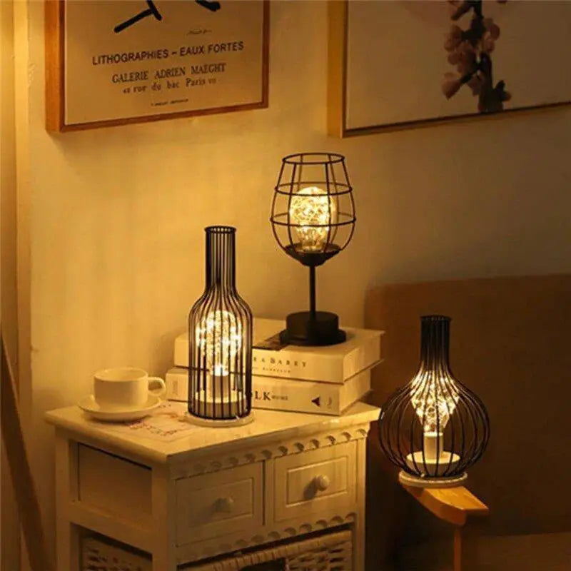 Lampe bouteille noire LED blanc chaud design original décoration table de chevet bureau ambiance moderne | Koossa