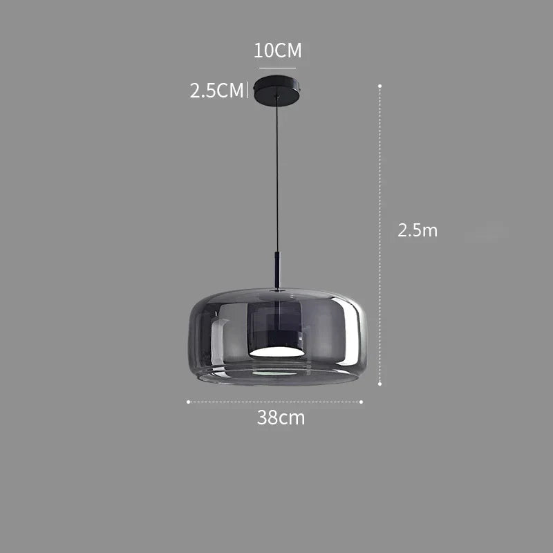 Glass Pendant Light, Adjustable Height Hanging Lamp in Cognac or Smoke Gray for Kitchen Island, Dining Table, Bedroom, Modern Nordic Decor | Lonoma
