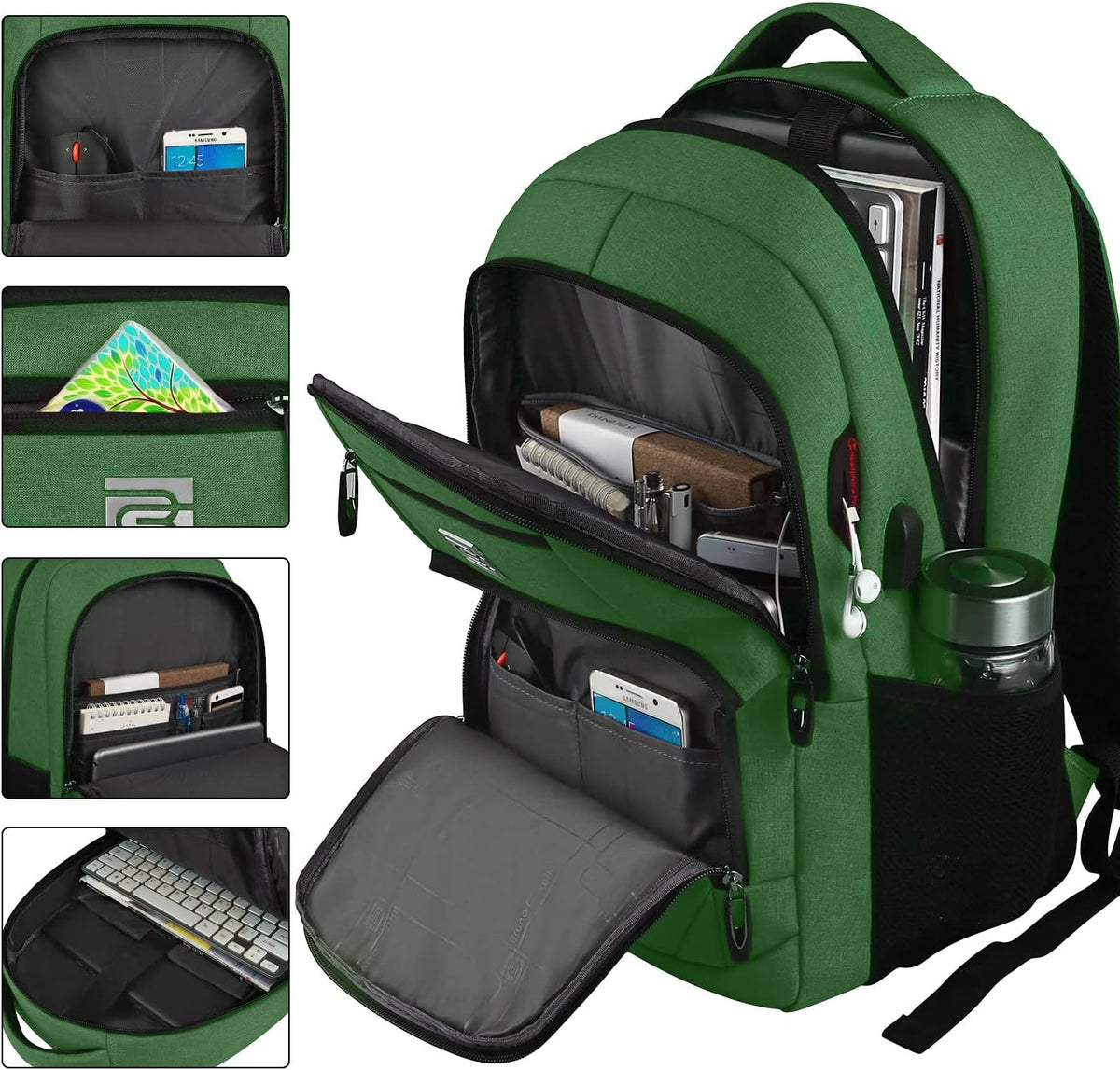 Laptop Backpack with USB Charging Port, Fits 15.6-Inch Laptops, Anti-Theft Pocket, Water-Resistant Travel Daypack for College & Work | Lonoma