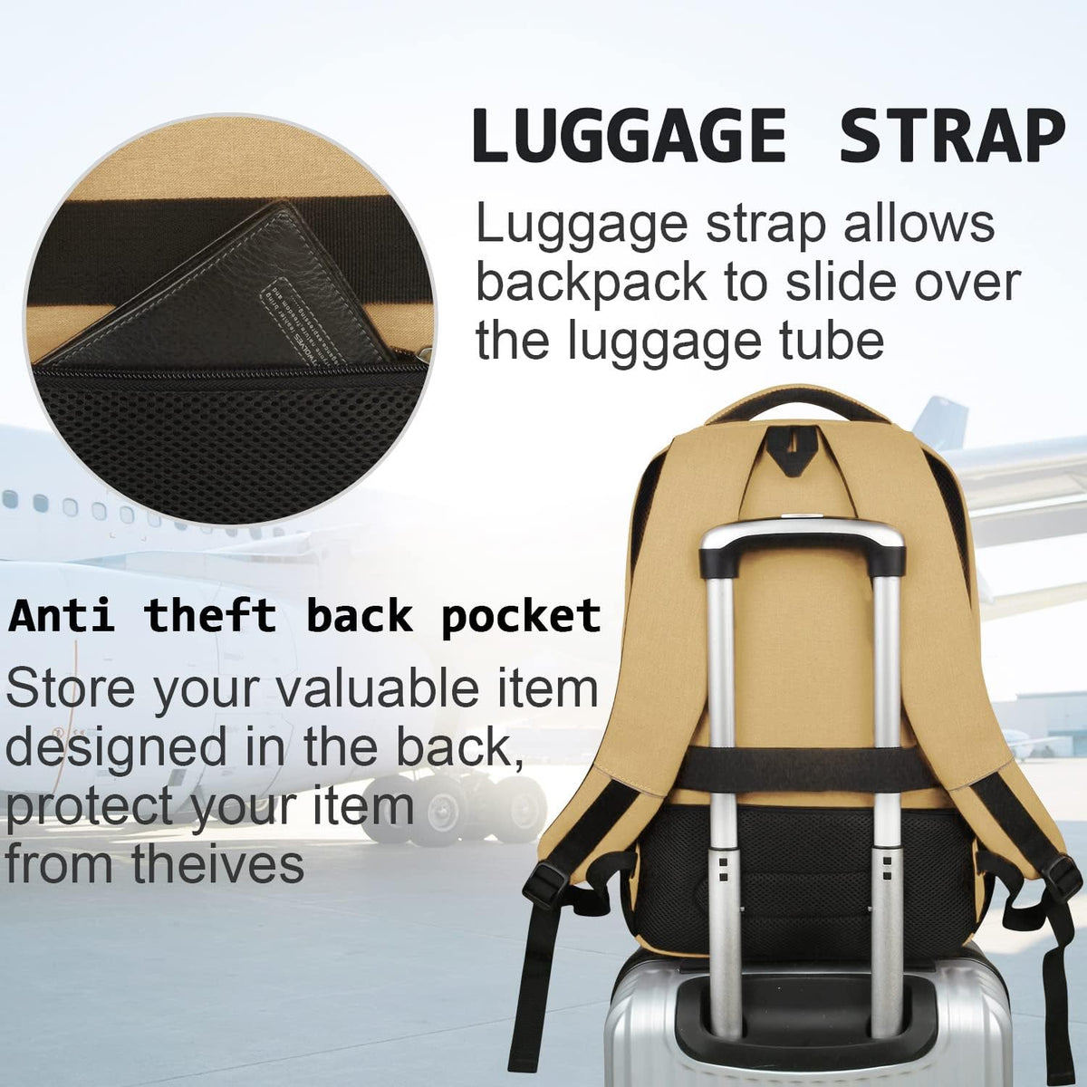 Laptop Backpack with USB Charging Port, Fits 15.6-Inch Laptops, Anti-Theft Pocket, Water-Resistant Travel Daypack for College & Work | Lonoma