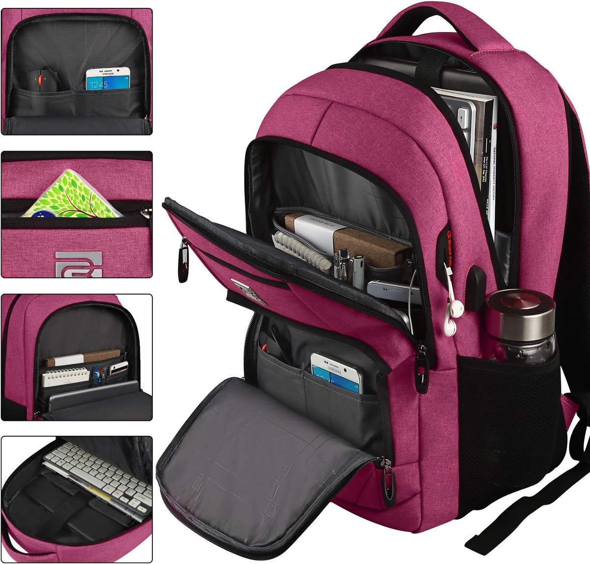 Laptop Backpack with USB Charging Port, Fits 15.6-Inch Laptops, Anti-Theft Pocket, Water-Resistant Travel Daypack for College & Work | Lonoma