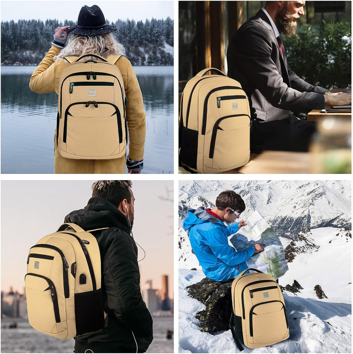 Laptop Backpack with USB Charging Port, Fits 15.6-Inch Laptops, Anti-Theft Pocket, Water-Resistant Travel Daypack for College & Work | Lonoma