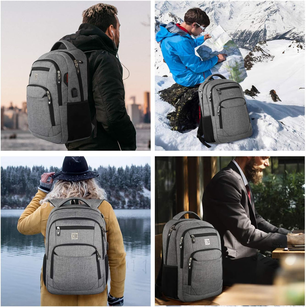 Laptop Backpack with USB Charging Port, Fits 15.6-Inch Laptops, Anti-Theft Pocket, Water-Resistant Travel Daypack for College & Work | Lonoma