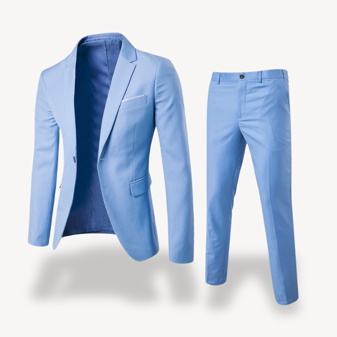 Formal Two Piece Suit – Single-Breasted Blazer and Tailored Trousers in Navy, Grey, Black and More – Wedding and Business Occasions | Koossa