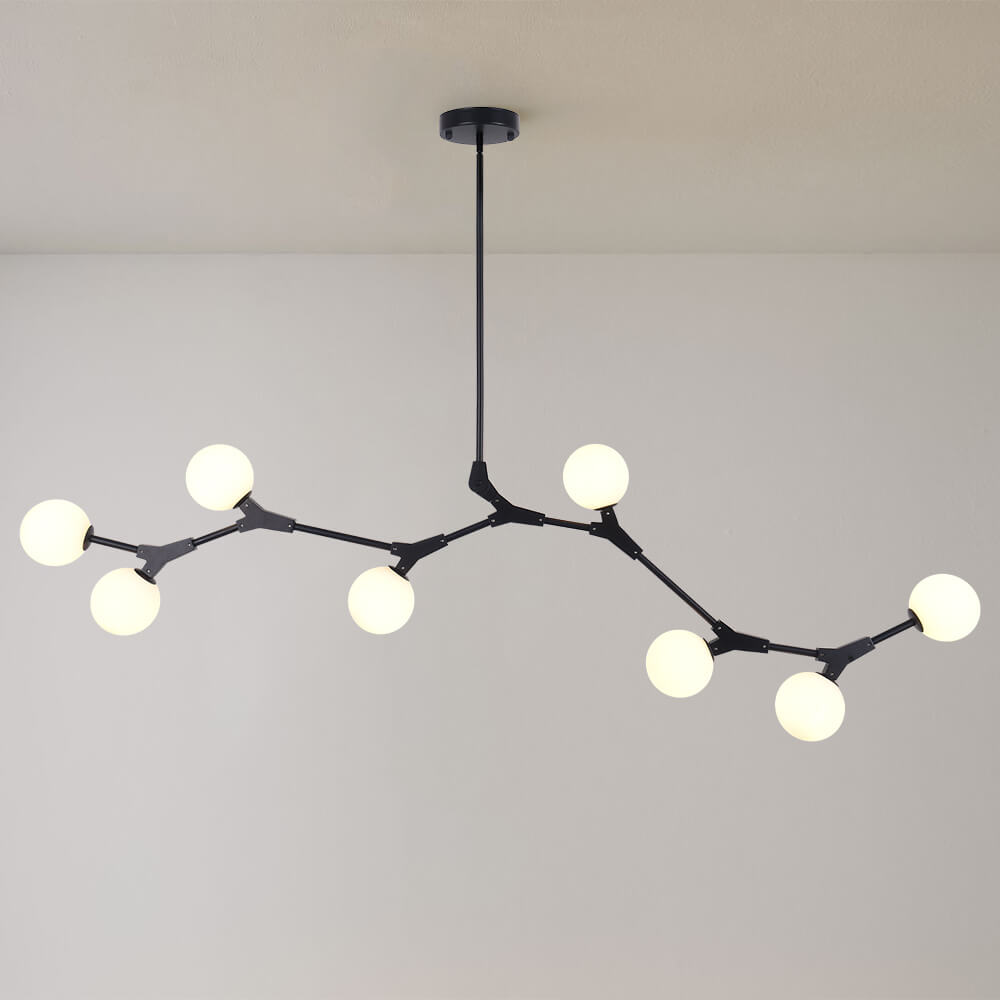 8-Light Contemporary Pendant with Sphere Glass Shades for Kitchen Island – Adjustable Height Metal Fixture with Hardwired Installation | Lonoma