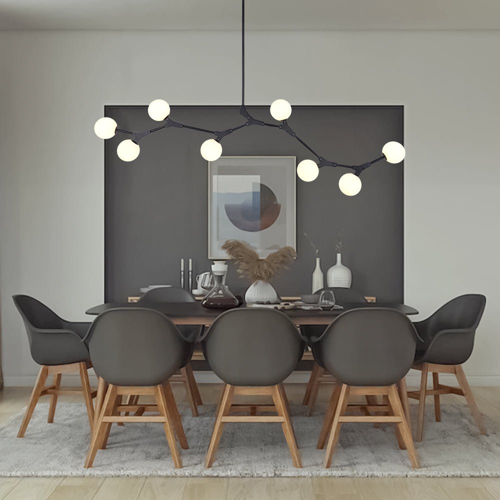 8-Light Contemporary Pendant with Sphere Glass Shades for Kitchen Island – Adjustable Height Metal Fixture with Hardwired Installation | Lonoma