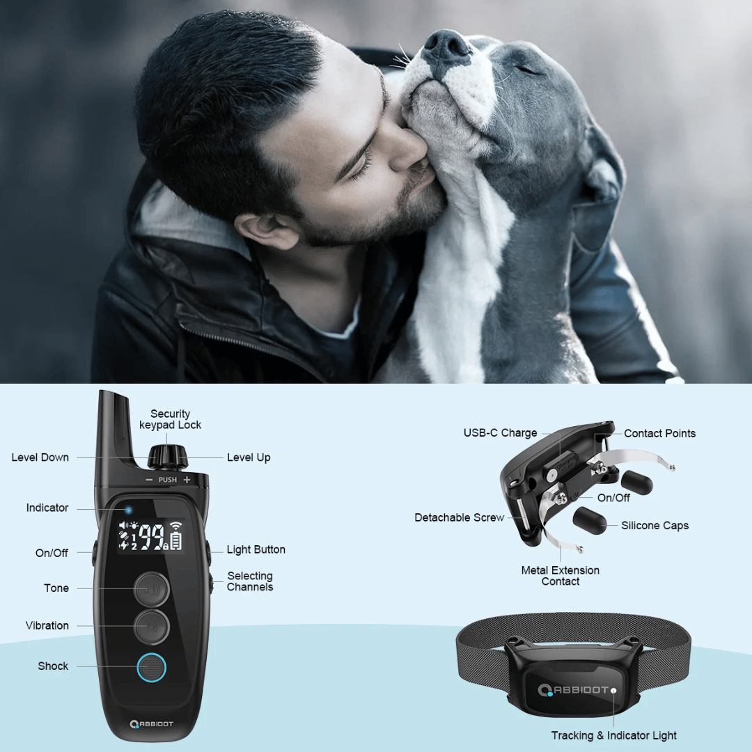 Dog Training Collar 1000m Remote Control Rechargeable Waterproof LED Night Light Static Vibration Sound 99 Levels Recall Collar Large Small Dogs | Koossa