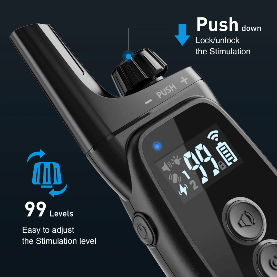 Dog Training Collar 1000m Remote Control Rechargeable Waterproof LED Night Light Static Vibration Sound 99 Levels Recall Collar Large Small Dogs | Koossa