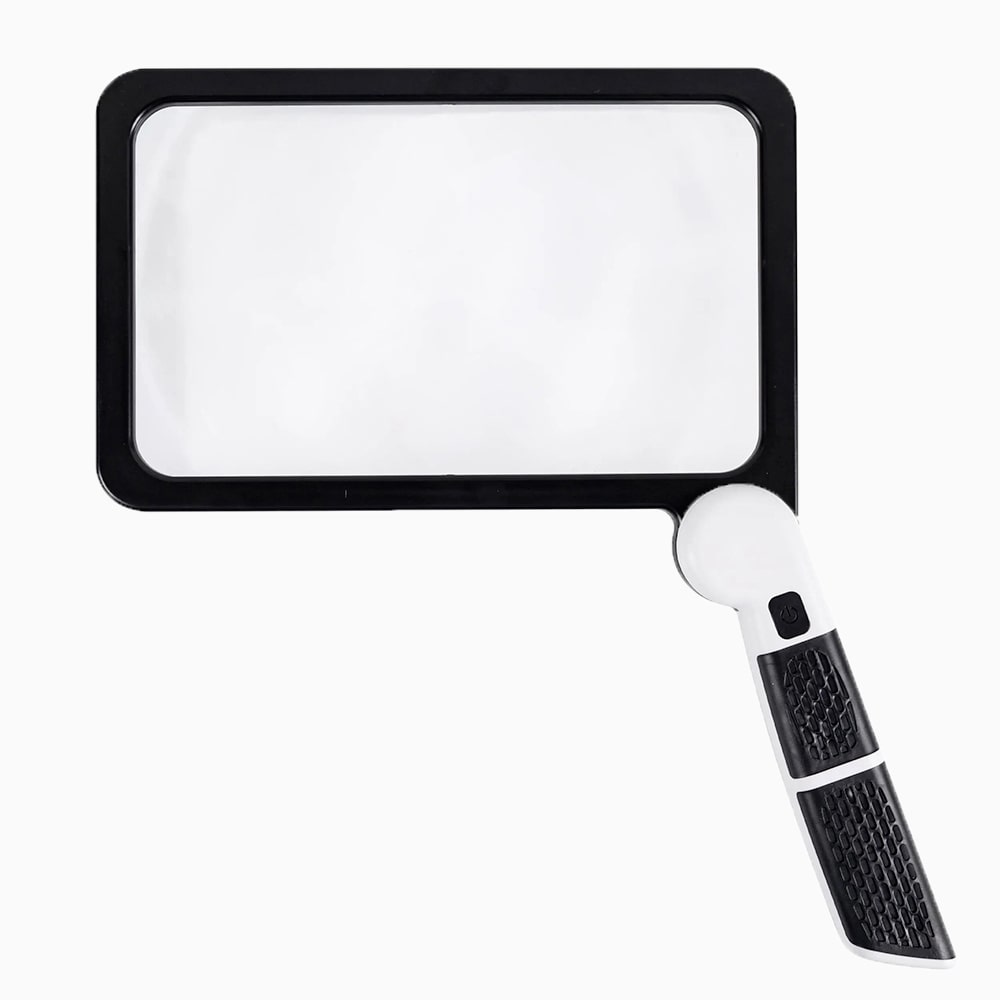 Illuminated 5X Magnifier with 48 LEDs | Foldable Rectangular Handheld Magnifying Lens for Reading, Hobbies & Crafts | Large Viewing Area | Lonoma