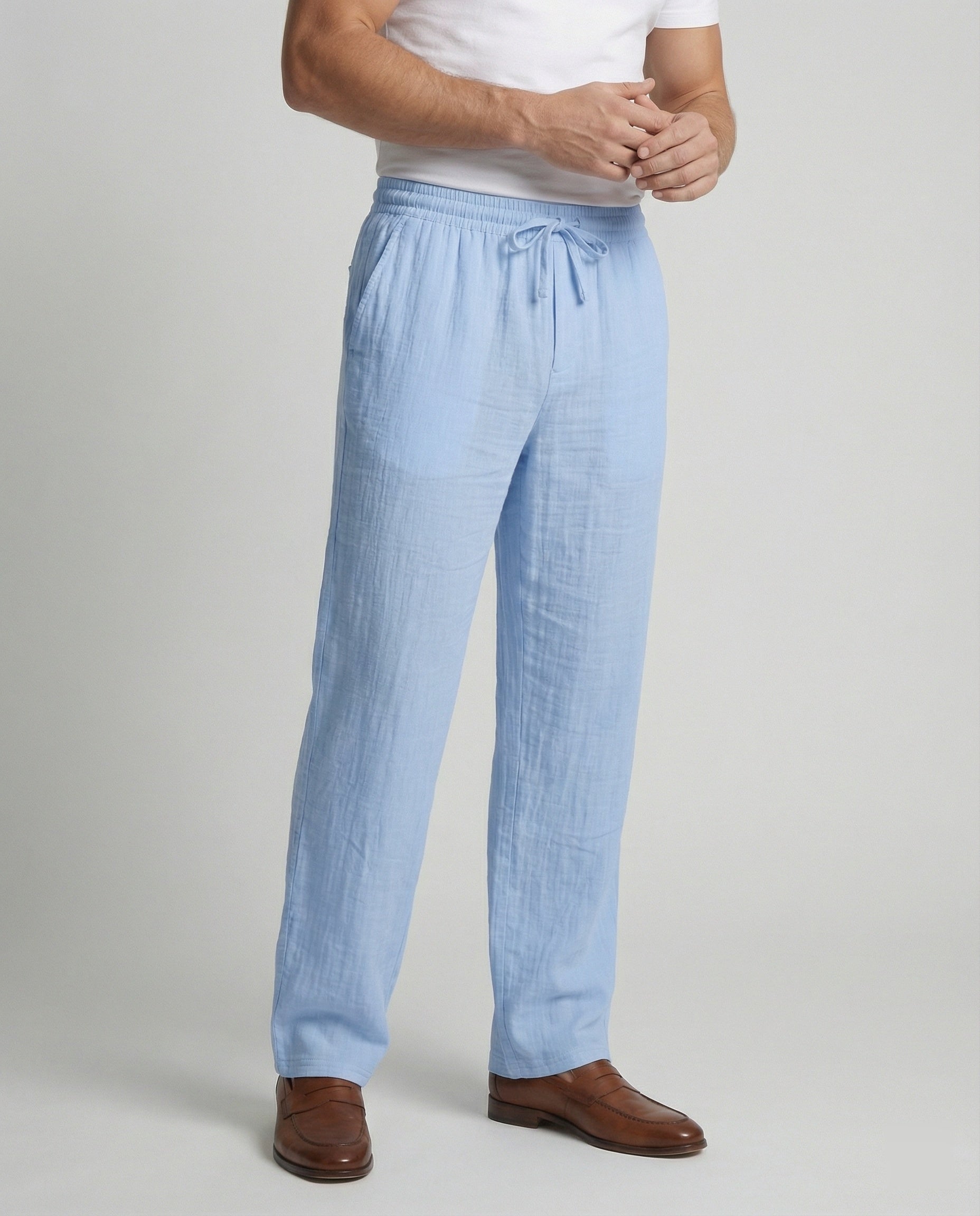 Men's Relaxed Fit Straight Leg Drawstring Trousers — Lightweight Casual Trousers for Everyday Comfort & Weekend Wear | Koossa