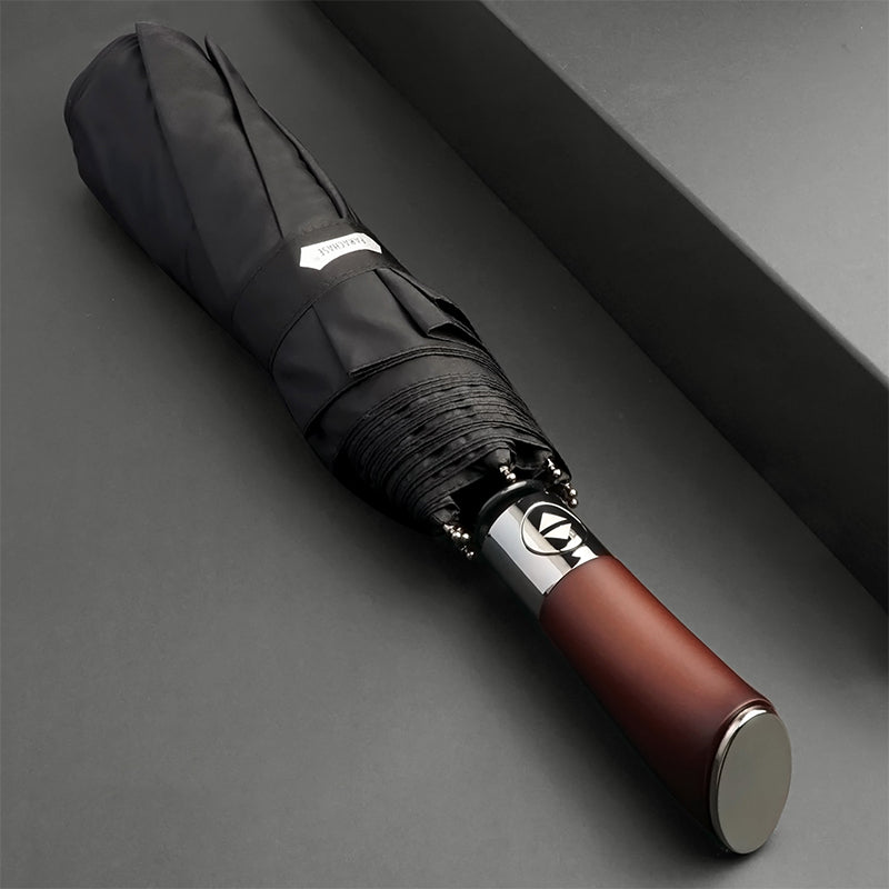 Wooden Handle Auto-Open Umbrella 48-Inch Windproof Storm Resistant Rain Protection for Women & Men Daily Commute | Lonoma