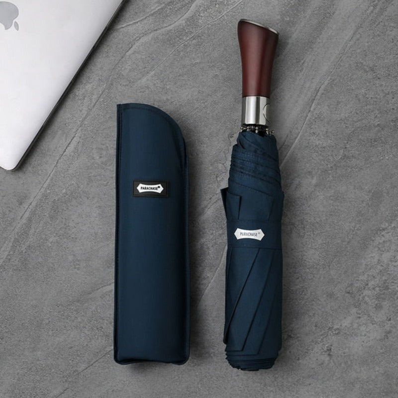 Wooden Handle Auto-Open Umbrella 48-Inch Windproof Storm Resistant Rain Protection for Women & Men Daily Commute | Lonoma