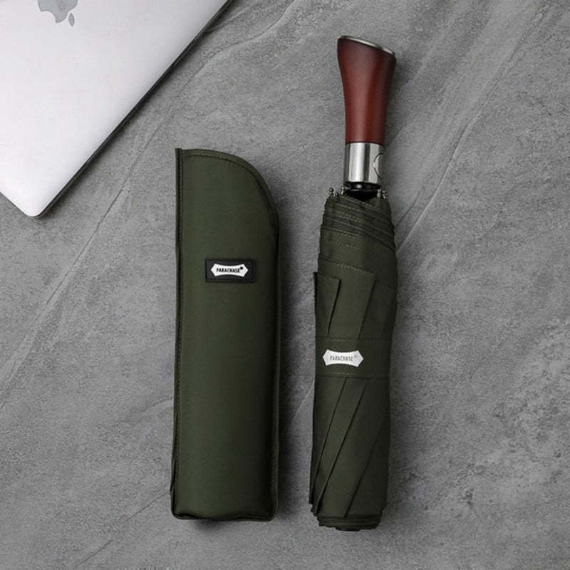 Wooden Handle Auto-Open Umbrella 48-Inch Windproof Storm Resistant Rain Protection for Women & Men Daily Commute | Lonoma