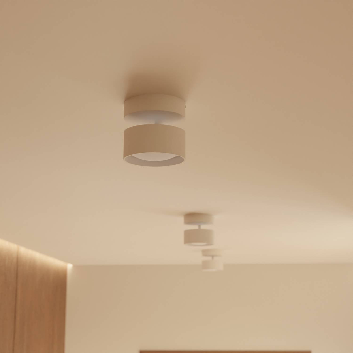 Plafonnier cylindrique LED double flux aluminium noir moderne pour entrée chambre salon couloir bureau | Koossa