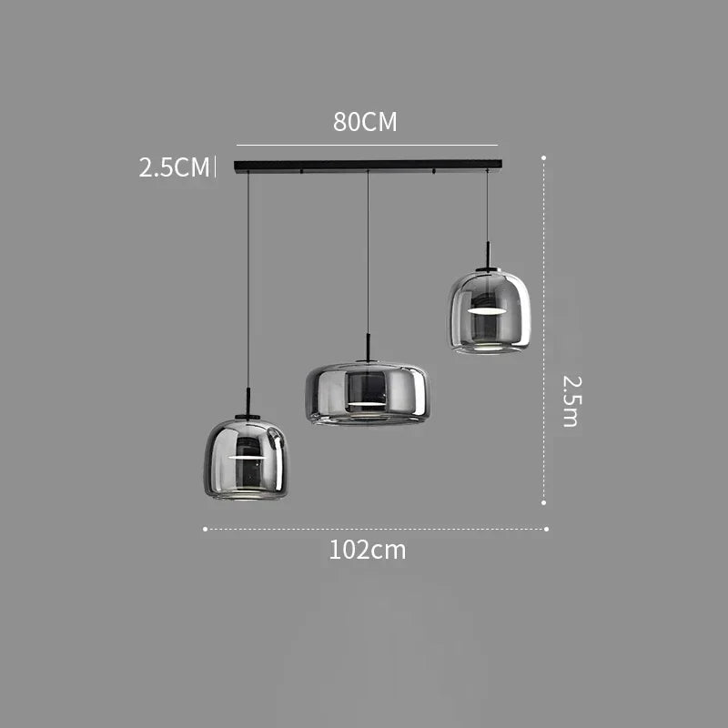 Glass Pendant Light, Adjustable Height Hanging Lamp in Cognac or Smoke Gray for Kitchen Island, Dining Table, Bedroom, Modern Nordic Decor | Lonoma