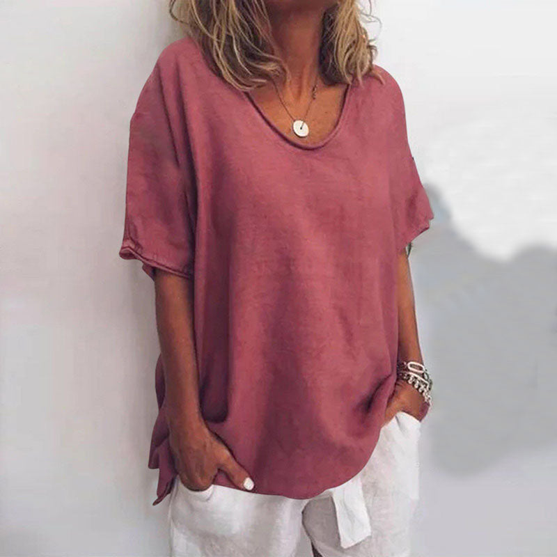 Women's Flowing V-Neck Blouse in Lightweight Drape Fabric – Refined Silhouette for Daywear and Elegant Occasions | Koossa