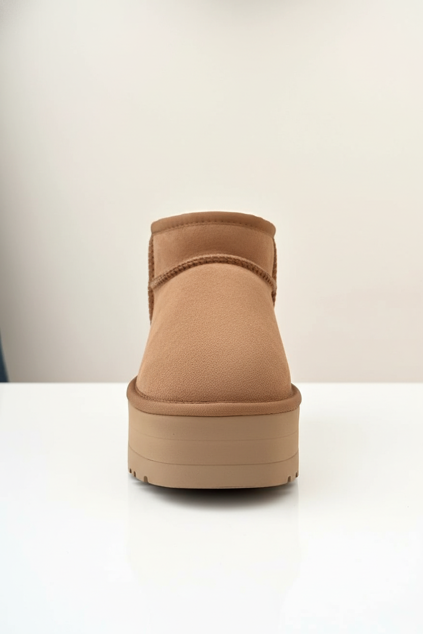Brown Platform Ankle Boots with Insulated Lining for Everyday Comfort | Women's Walking Boots Low-Cut Chunky Sole Winter Footwear | Koossa