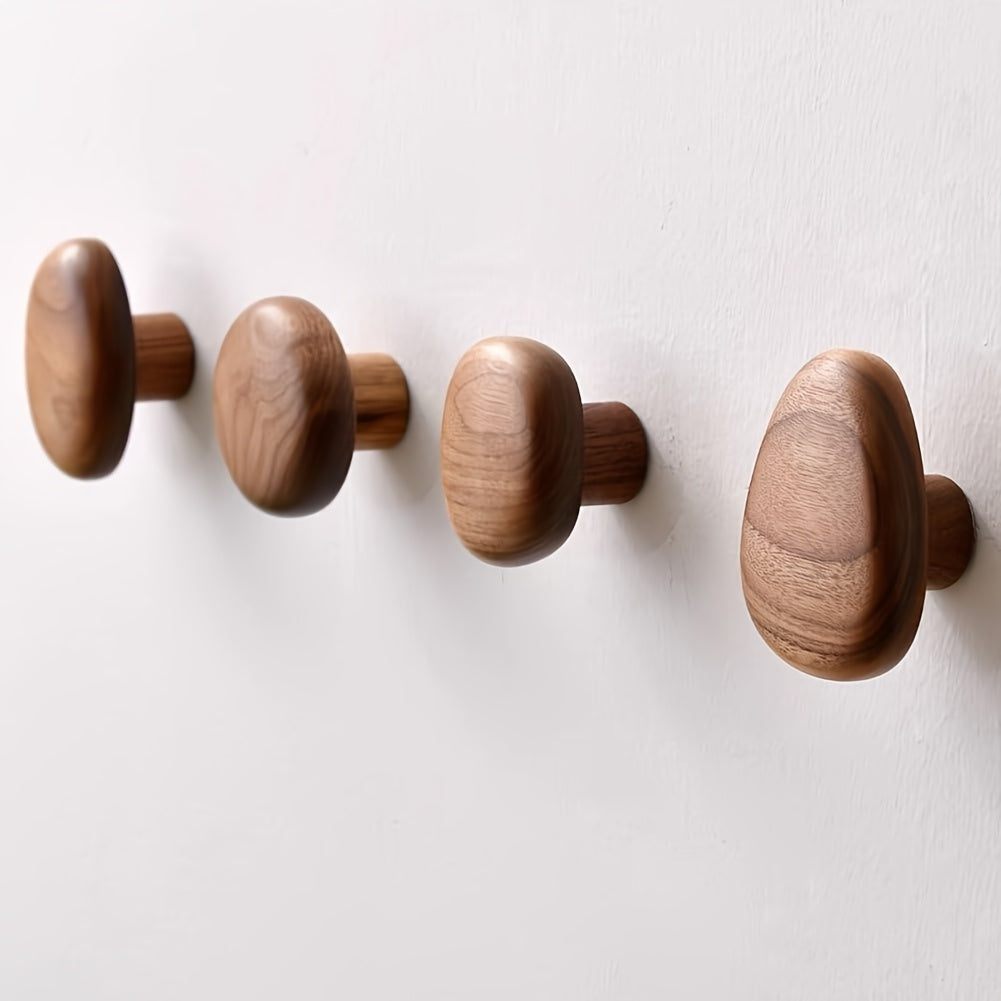 Patères Murales en Bois Massif Galet Organiques pour Entrée Salle de Bains Chambre Cuisine Minimaliste | Koossa