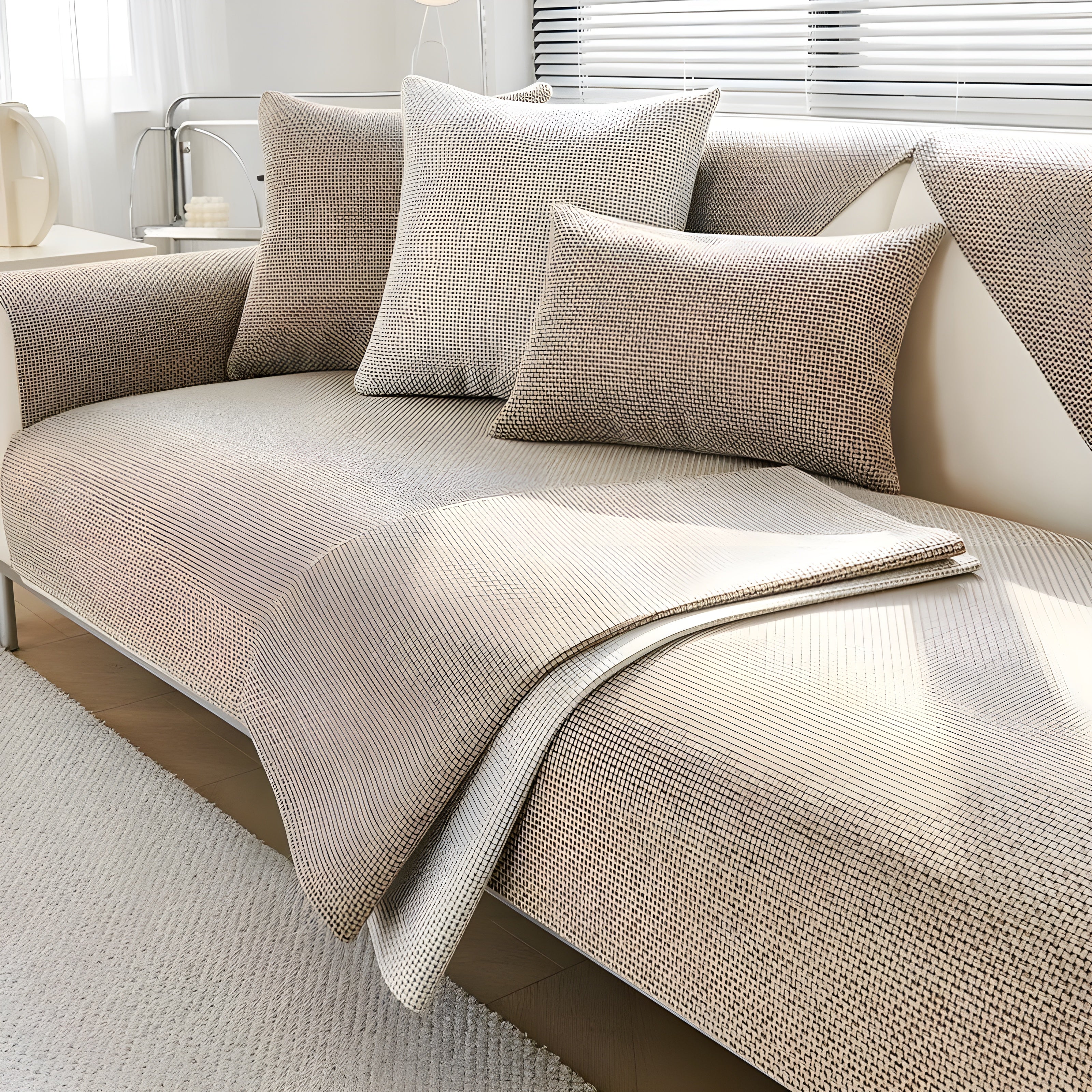Housse de Canapé Antidérapante Lavable en Machine — Texture Scandinave Élégante pour Protection et Confort au Quotidien | Koossa