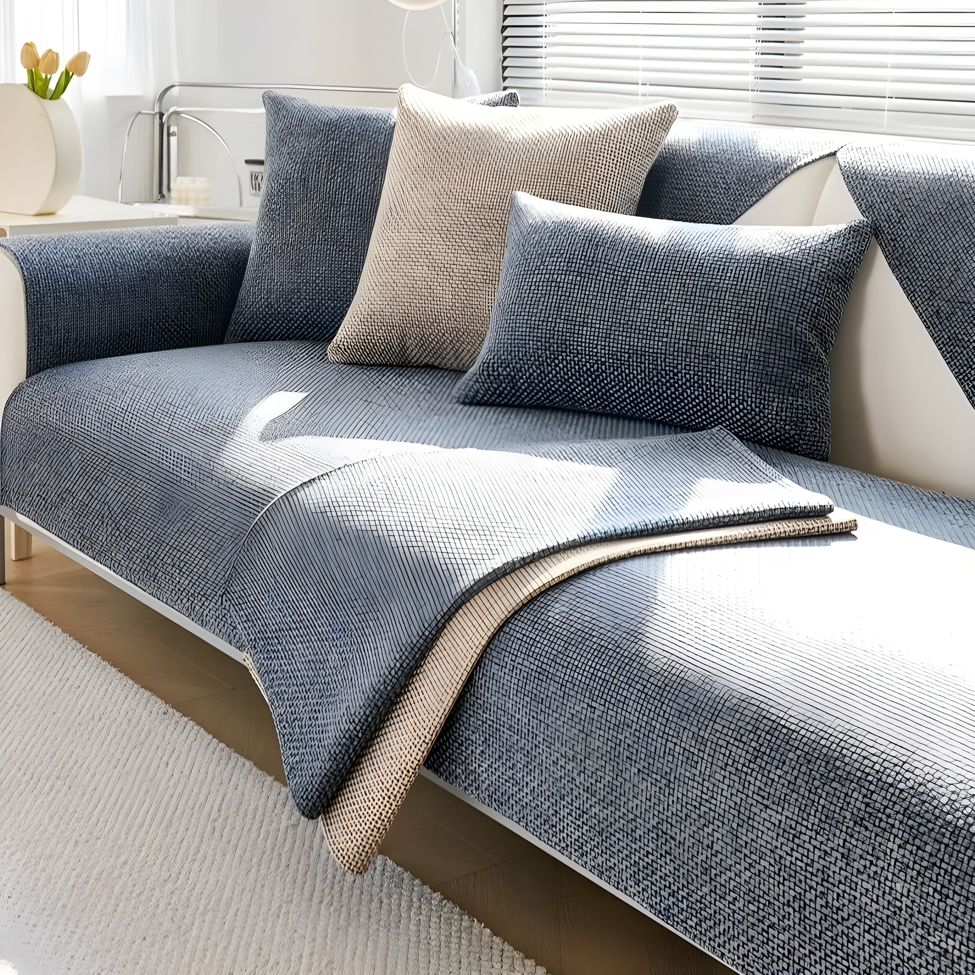 Housse de Canapé Antidérapante Lavable en Machine — Texture Scandinave Élégante pour Protection et Confort au Quotidien | Koossa