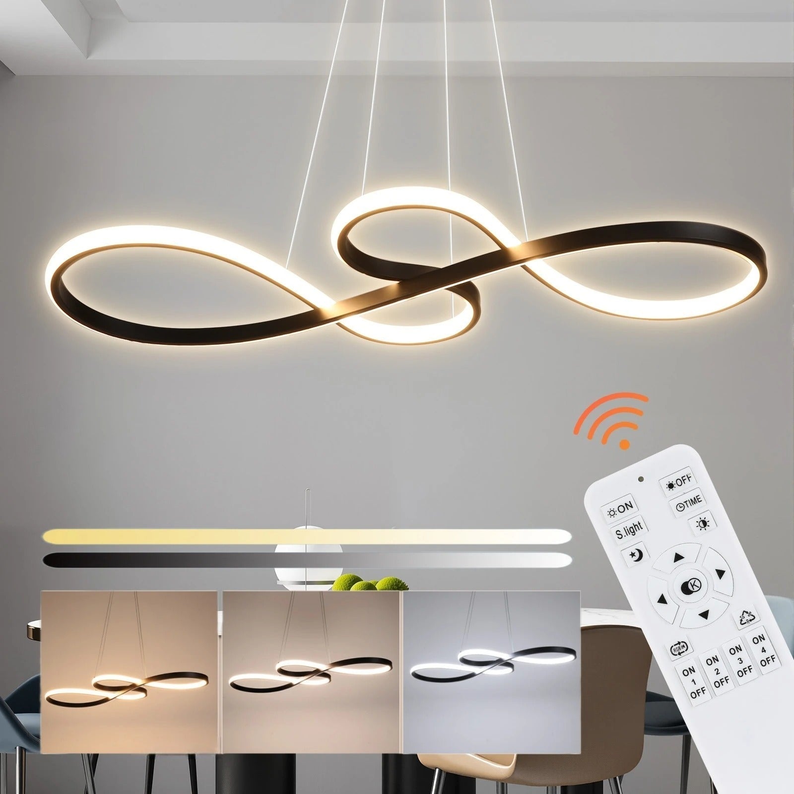 Suspension LED à Anneaux Réglable en Hauteur Trois Températures de Couleur Aluminium Acrylique Design Moderne | Koossa