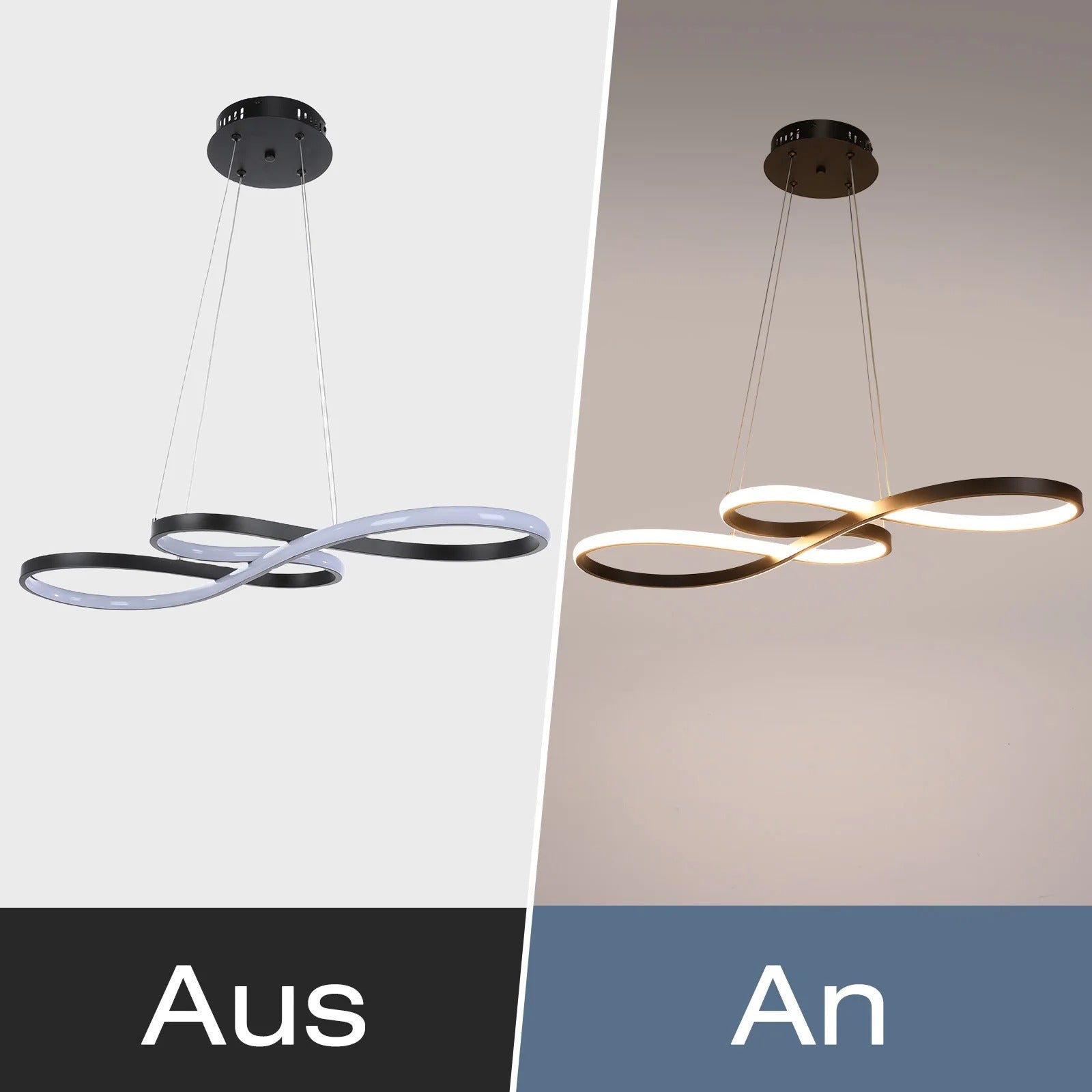 Suspension LED à Anneaux Réglable en Hauteur Trois Températures de Couleur Aluminium Acrylique Design Moderne | Koossa