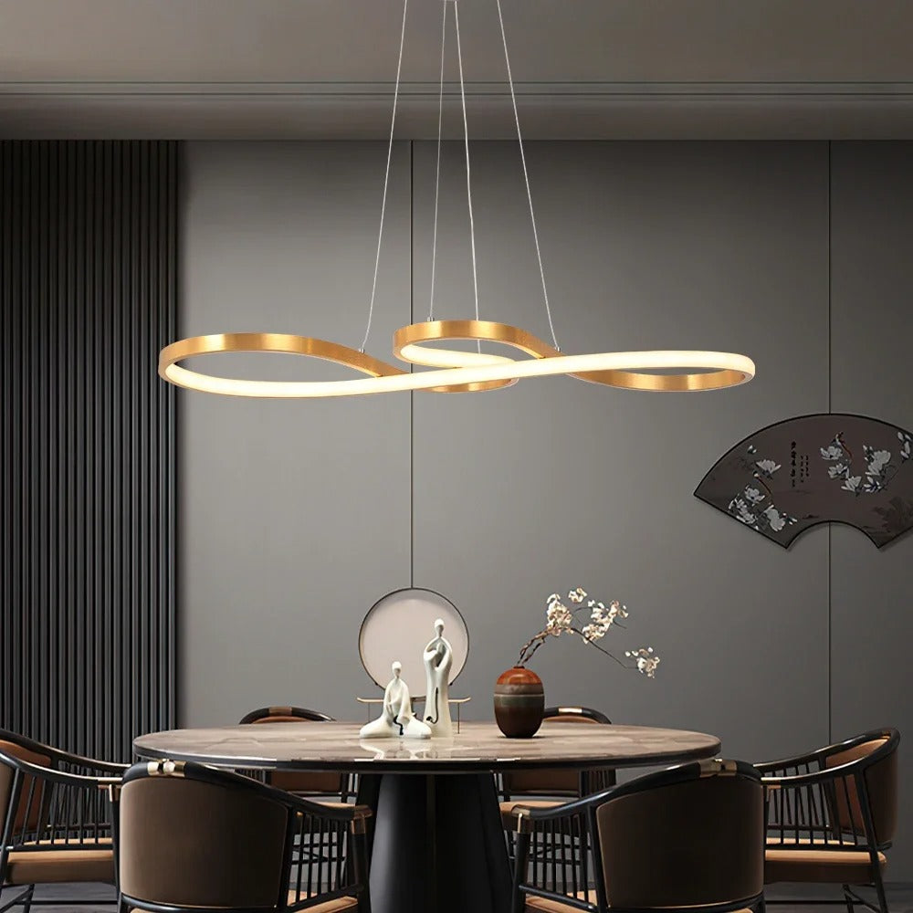 Suspension LED à Anneaux Réglable en Hauteur Trois Températures de Couleur Aluminium Acrylique Design Moderne | Koossa