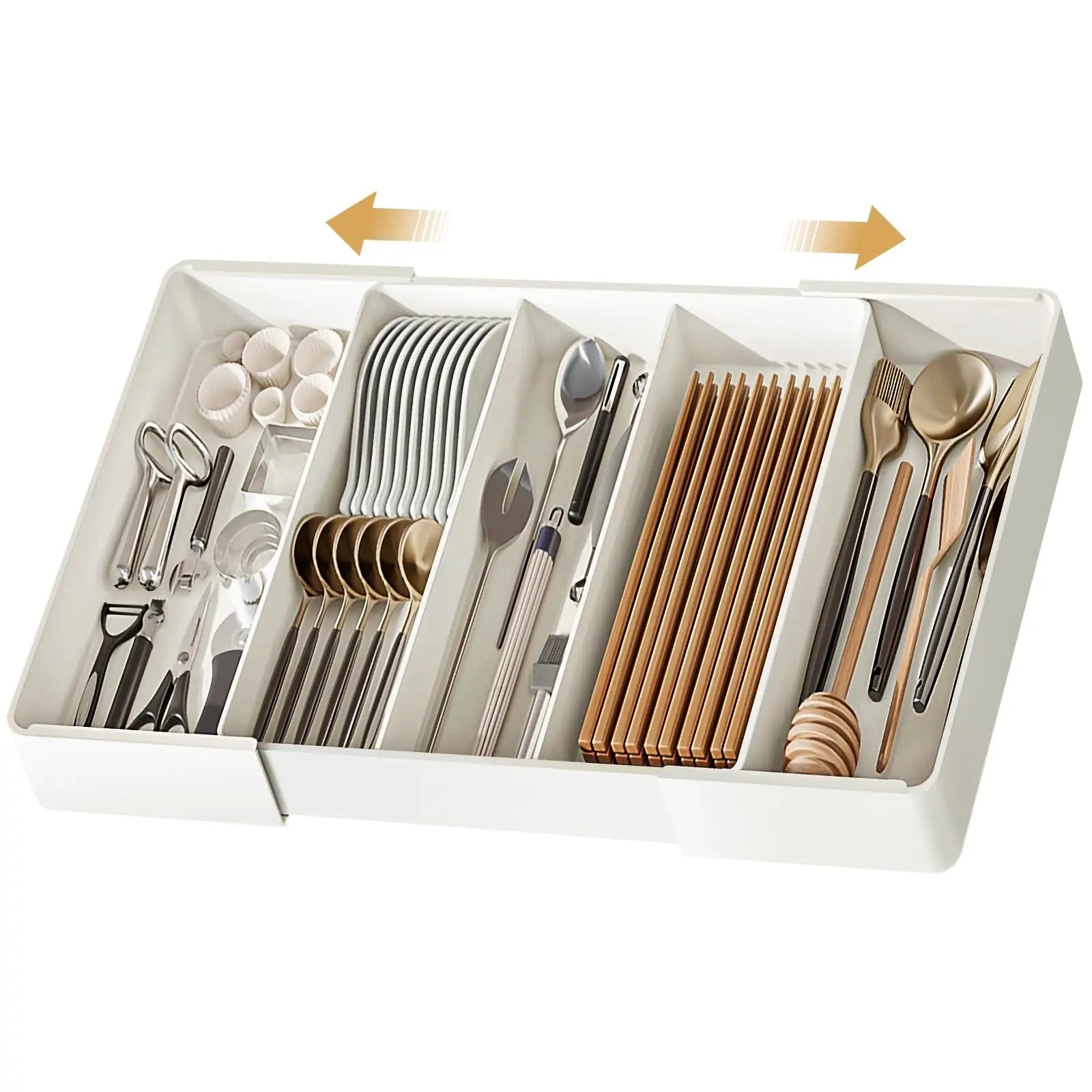 Organiseur de Tiroir Extensible Modulable Cuisine Bureau Salle de Bains Rangement Accessoires Couverts | Koossa