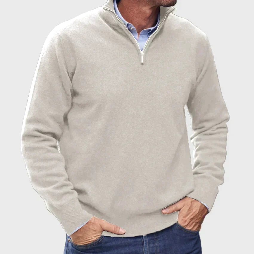 Men's Half Zip Pullover Sweater with Stand Collar – Soft Knit Layering Top for Casual Wear, Office, Weekend Style | Lonoma