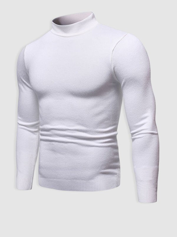 Men's Slim Fit Roll Neck Jumper in Cotton Knit for Smart Casual Spring and Summer Layering | Koossa