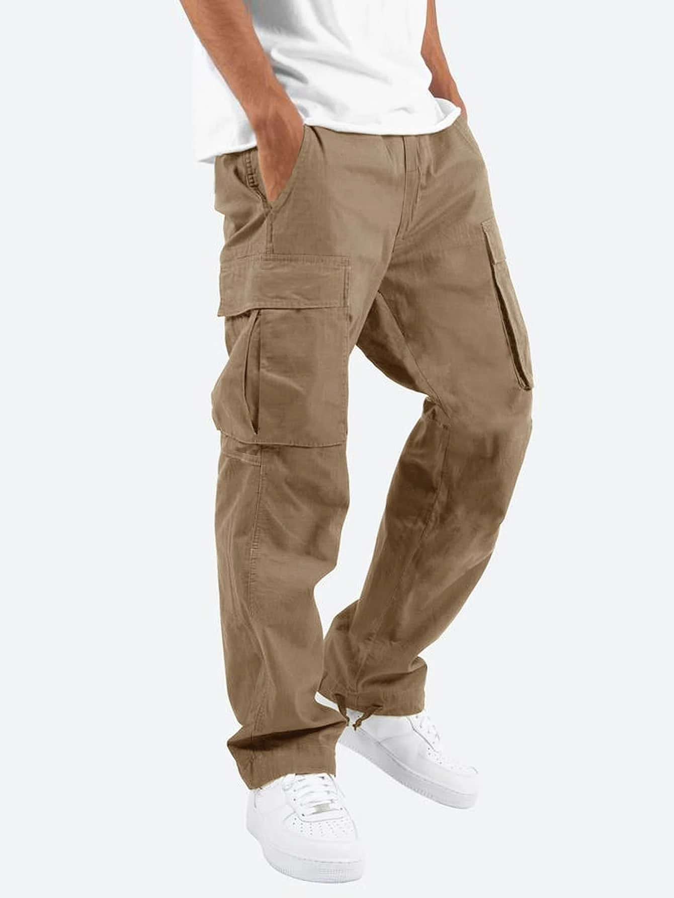 Men's Cargo Trousers | Relaxed Fit with Flap Pockets in Black, Grey, Brown, Green | Versatile Everyday Bottoms for Weekend Leisure and Casual Outings | Koossa
