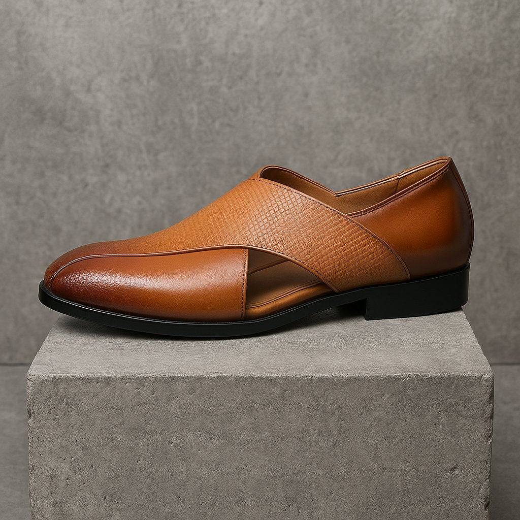 Men's Woven Leather Fisherman Sandals in Brown and Black | Koossa