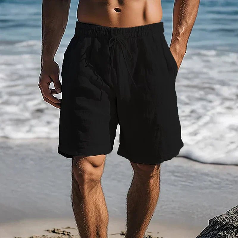Men's Linen Swim Shorts with Drawstring Waist in Five Colours – Mid-Thigh Length Quick-Dry Beachwear for Holidays and Summer Lounging | Koossa
