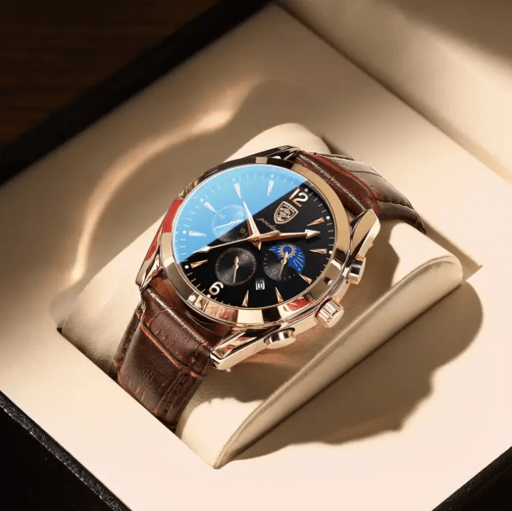 Men's Rose Gold Analogue Watch with Roman Numerals — Classic Dress Watch for Formal & Everyday Wear | Koossa