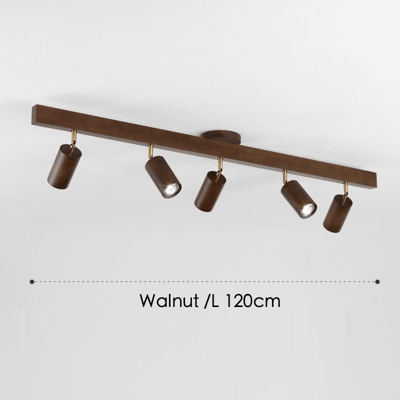 Adjustable Wood Ceiling Track Light Solid Oak Walnut 1-5 Spotlights for Kitchen Living Room Bedroom Dining | Lonoma