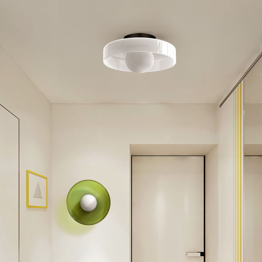 Lampe Disque Circulaire en Verre Mat Plafonnier Applique Moderne Éclairage Diffus Ambiance Salon Chambre Culot G9 | Koossa