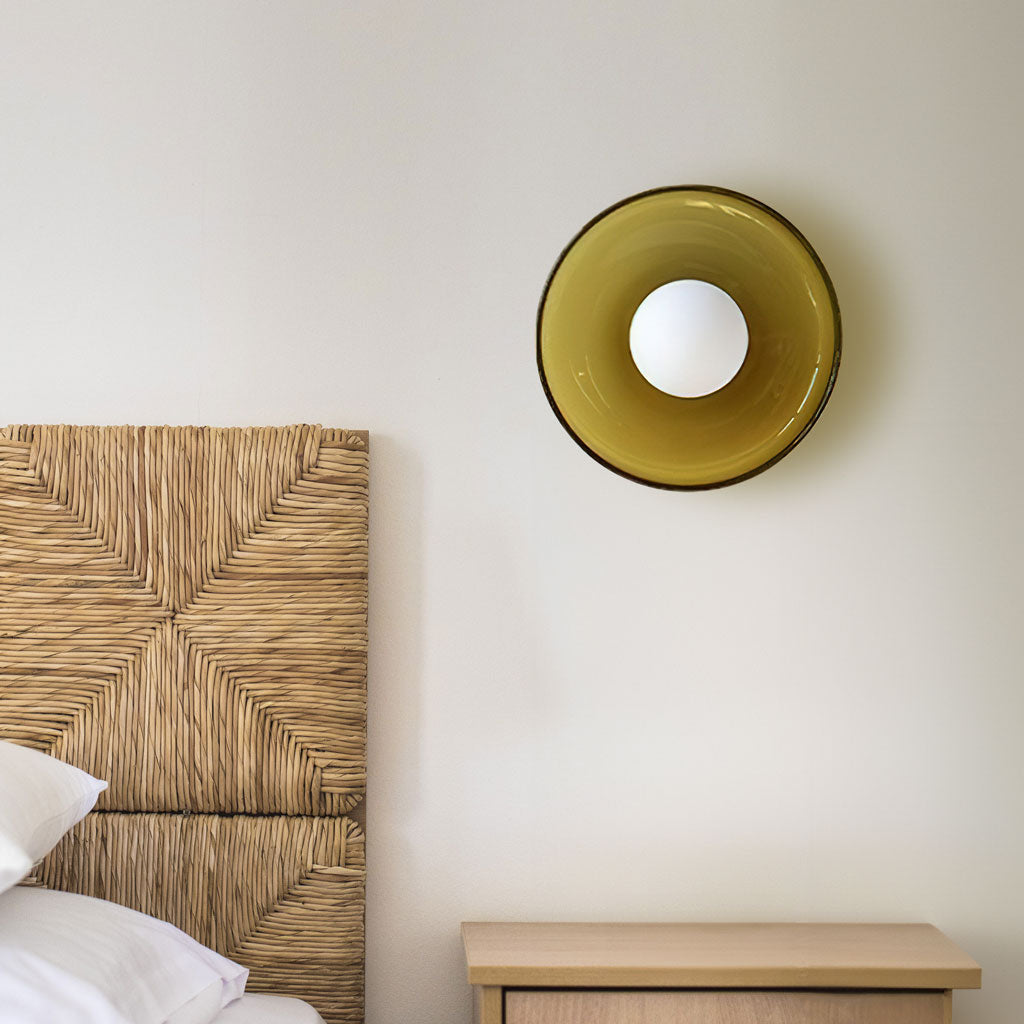 Lampe Disque Circulaire en Verre Mat Plafonnier Applique Moderne Éclairage Diffus Ambiance Salon Chambre Culot G9 | Koossa