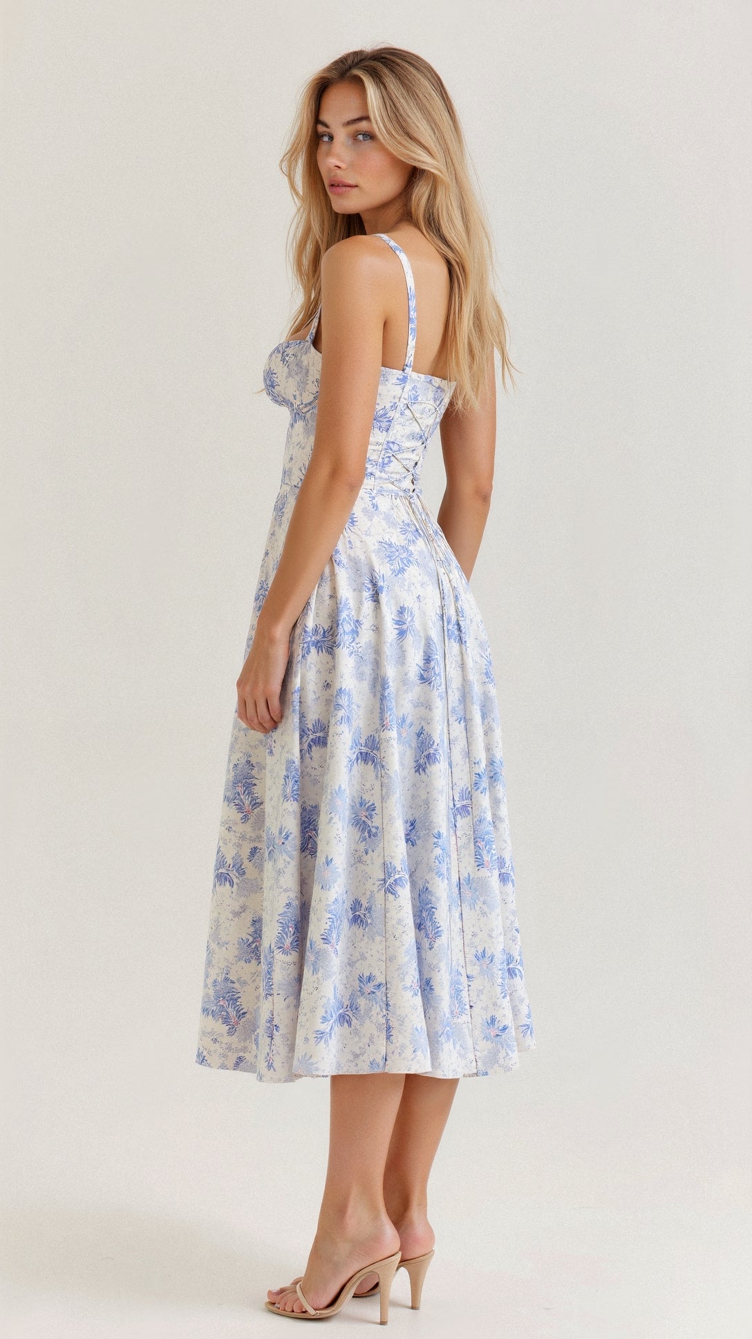 Structured Corset Midi Dress with Front Slit in Elegant Occasion Styling | Koossa