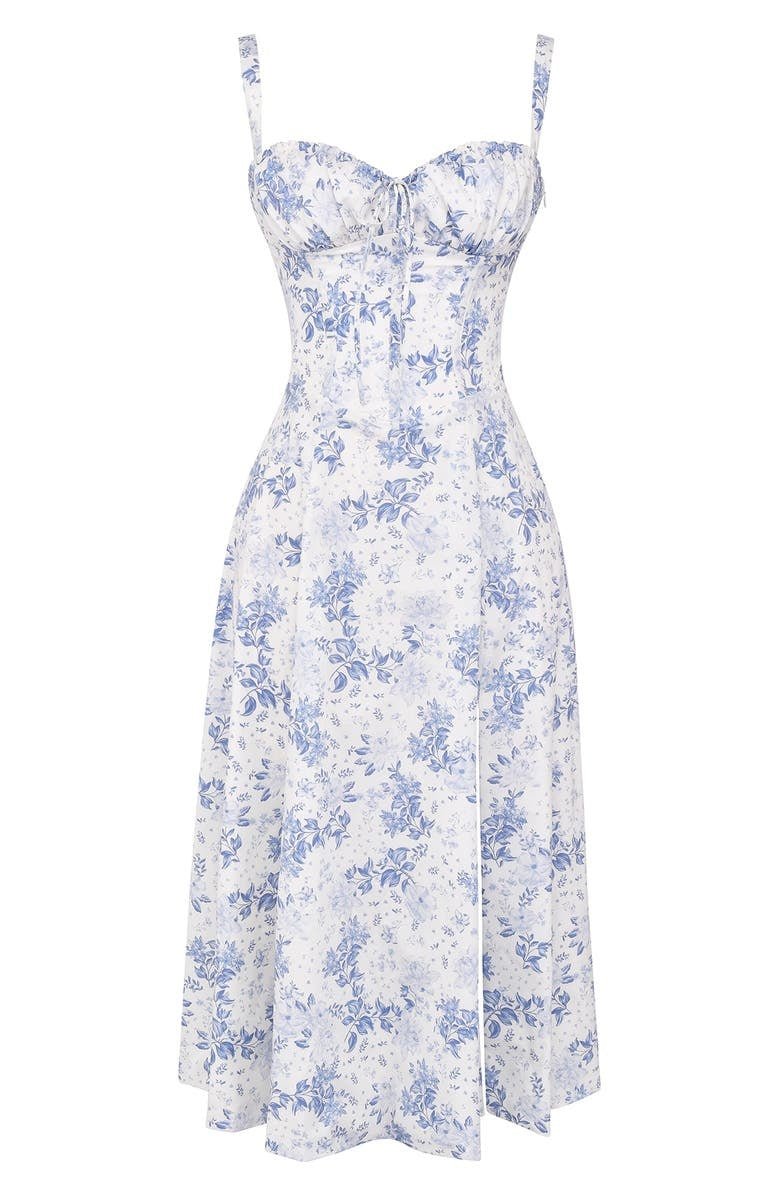 Structured Corset Midi Dress with Front Slit in Elegant Occasion Styling | Koossa